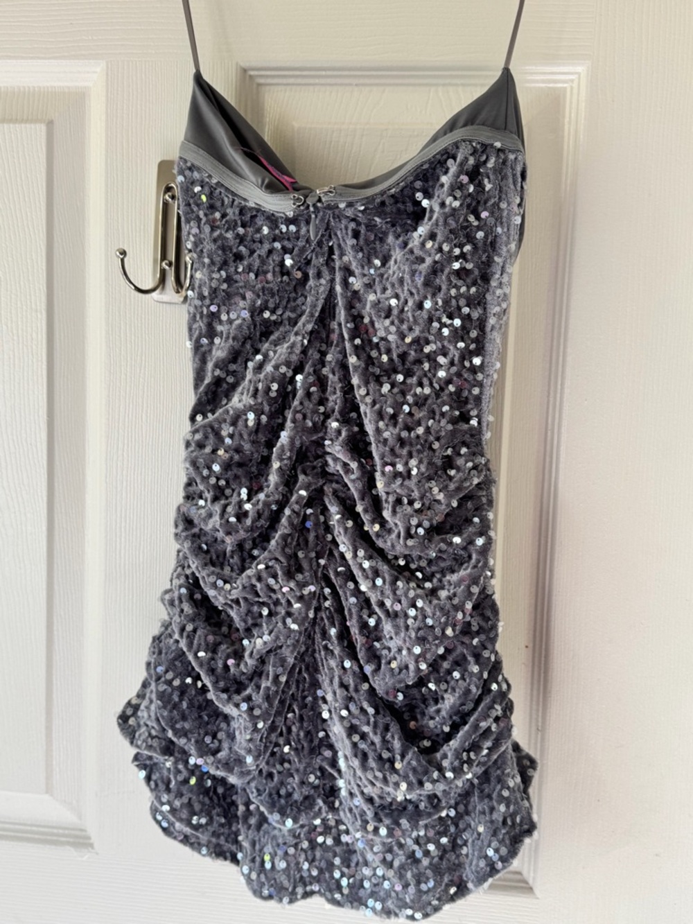 Edikted Charcoal Gray Sequin Mini Dress